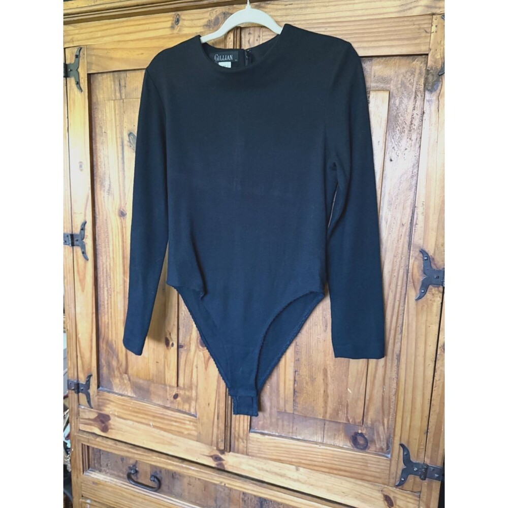 Vintage Gillian Black 100%  Wool  Bodysuit Size  12 Made In USA